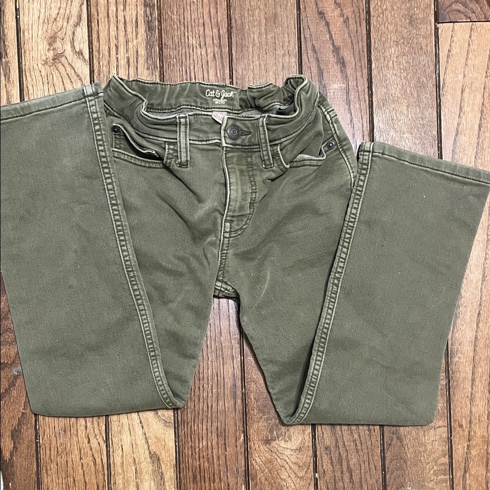 Cat & Jack Men's Olive Straight-Leg Jeans